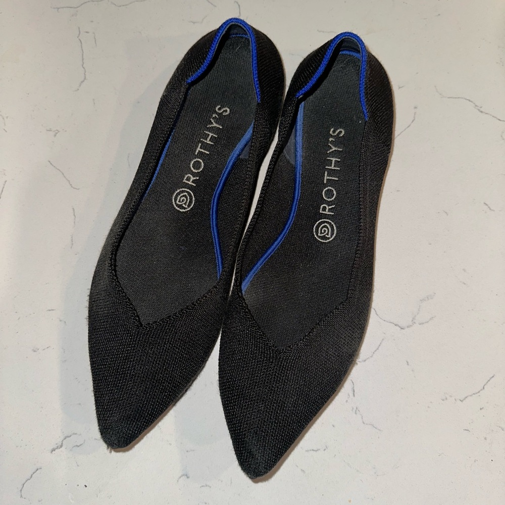 Rothy’s Black The Point Flats, Size 10.5